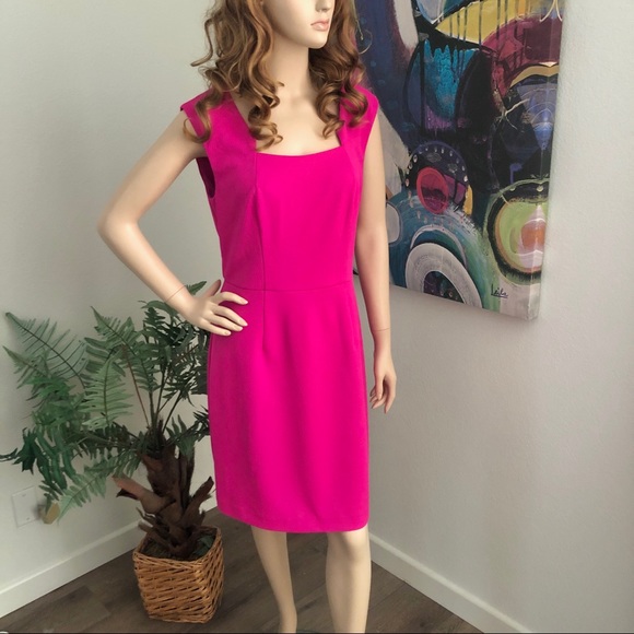 Trina Turk Bright Pink Embossed Sheath Dress - Picture 3 of 10